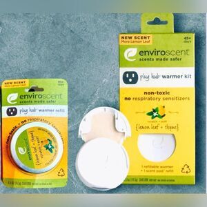 Enviroscent Non-Toxic Plug-in Air Freshener Kit Lemon/Thyme And Extra Refill~NEW